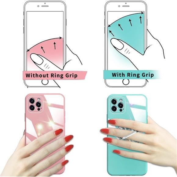 Printed Dot Green Leaf Art Phone Ring Grip Holder, Finger Ring Stand - Picture 5 of 7